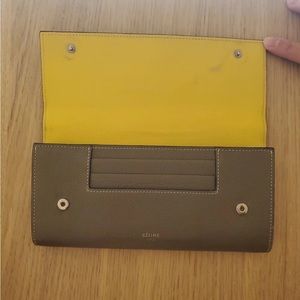 Celine Wallet in Grey exterior and Yellow interior